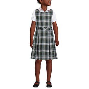 Lands End Girls School Uniform Jumper, White Plaid, NWT